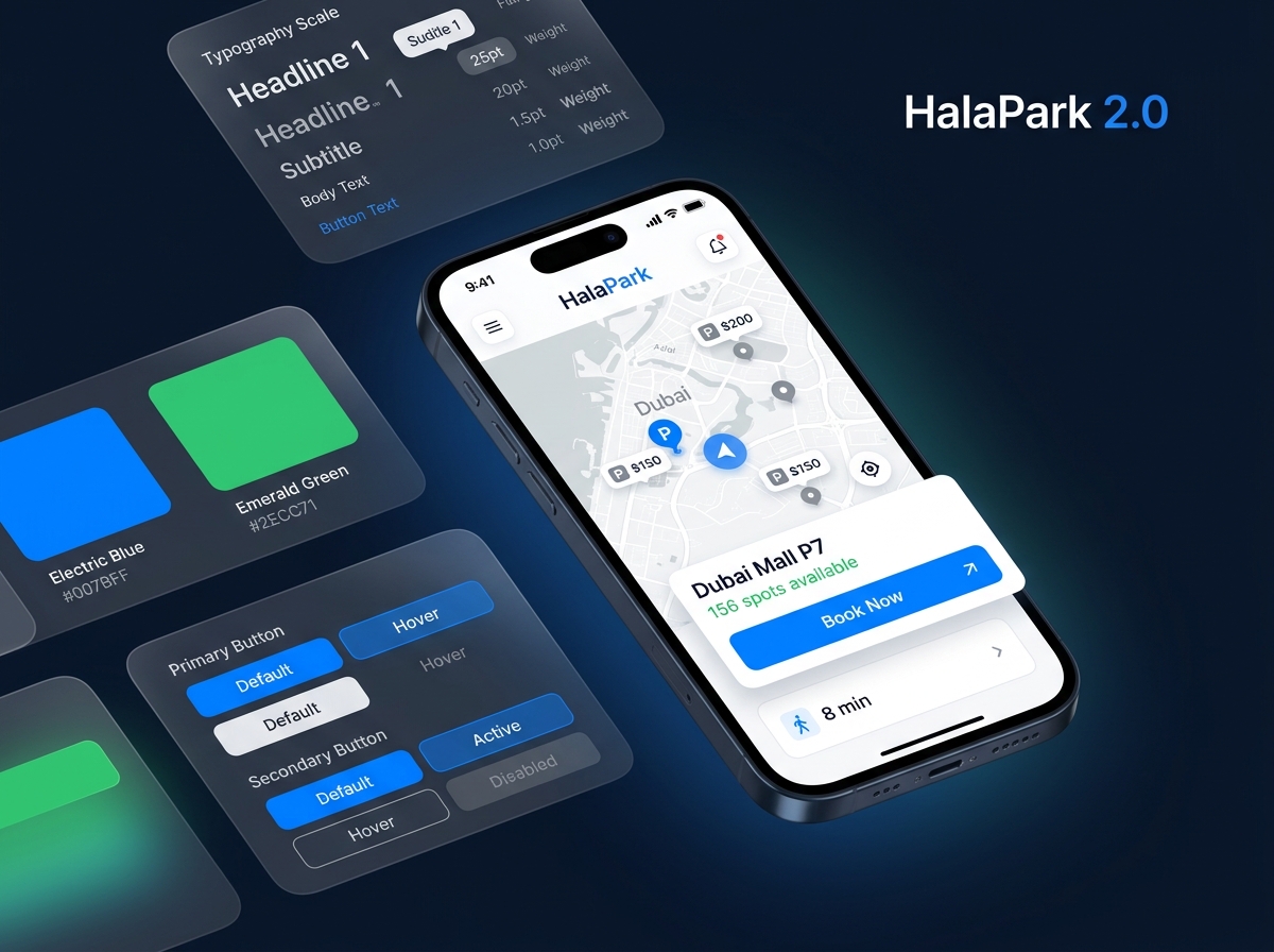 HalaPark 2.0 Mobile App & Design System Preview